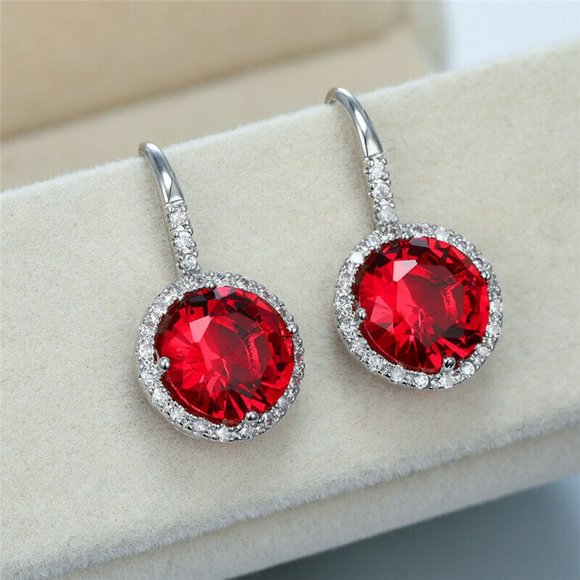 Jewelry - *NEW*925 Silver Drop Earrings Round Stone Zircon